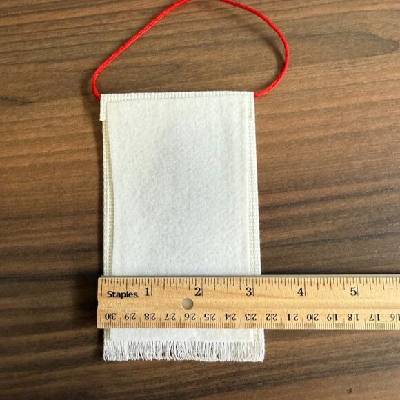 Vintage Handmade Cross-Stitch Nutcracker Ornament With Red Hanging Loop - Picture 6 of 7